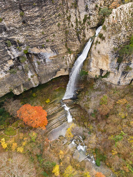Artazul Waterfall in autumn. Arteta. Ollo Valley