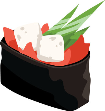 Guncan sushi. Asian fish dish. Realistic seafood