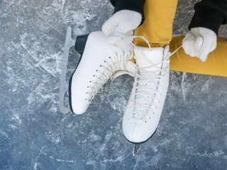 ice skates on the ice