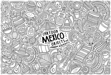 Set of Mexico traditional symbols and objects