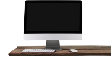 Digital modern computer with a blank screen, Office Concept