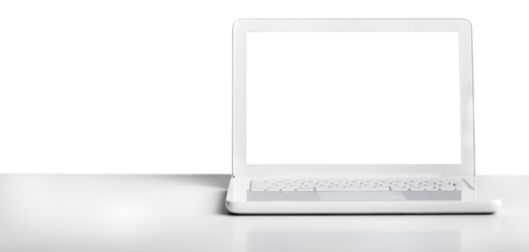 Office workplace with open modern laptop