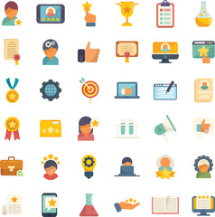 Experience icons set flat vector. Client satisfaction. Customer shake isolated