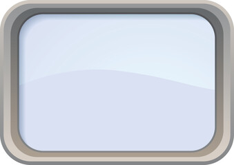 Airplane window. Rectangular glass frame. Metal porthole