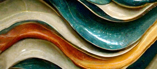 Abstract ceramic motif. colorful wave background. Antique metallic color combination