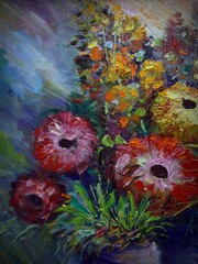hand drawn original impressionism brush stroke masterpieces painter painting abstract  oil color  flower  background