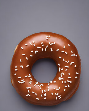 AI Digital Illustration Isolated Chocolate Coated Donut