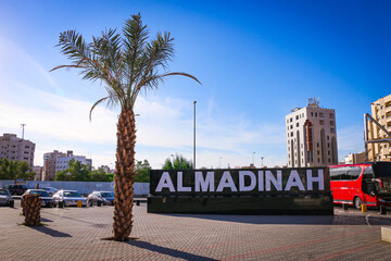 Medina , Saudi Arabia - Dec 13 2019 - Medina city landmark Sign