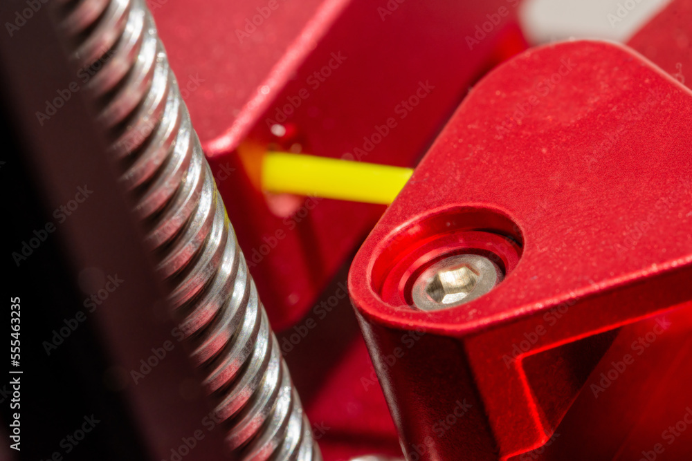 Poster detail of filament guide of modern 3d printer.
