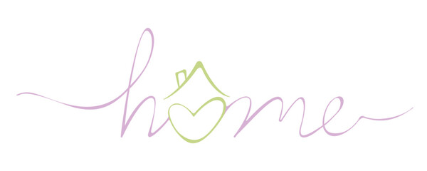 Home logo inscription pink with green