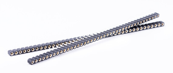 Obraz premium plug-in pins for electronic components and arduino kits isolated on white background.