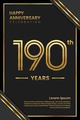 190th Anniversary. Anniversary Template Design With Golden Text. Double Line Design Concept. Vector Template Illustration