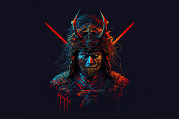 Fototapeta premium poster illustration of a samurai warrior Devil