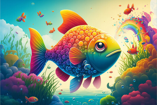 fish in aquarium multicolored