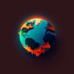 Illustration of earth affected by climate change. 