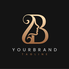 Classic Letter B Beauty Women Face Logo