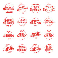 Merry christmas lettering design. Xmas holidays decoration badge.