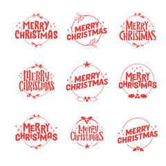 Merry christmas lettering design. Xmas holidays decoration badge.