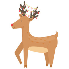 Cartoon deer. Icon in modern style. On a white background.
