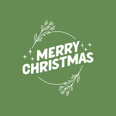 Merry Christmas lettering. Decorative holidays badge. Xmas celebration design for card or banner.