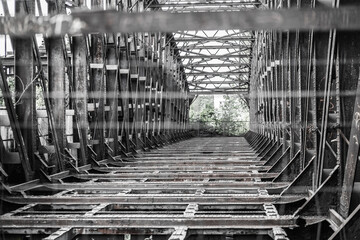 An old railway bridge over the former Berlin Wall at Gartenstrasse / Liesenstrasse - 555467615