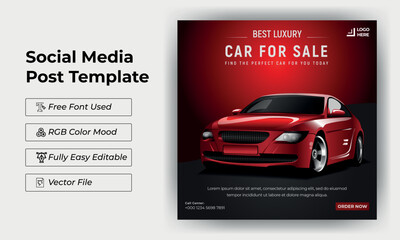 Car sale promotion social media post banner design template