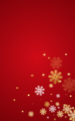 Obraz na płótnie Canvas Silver Snowfall Vector Red Background. Xmas Snow