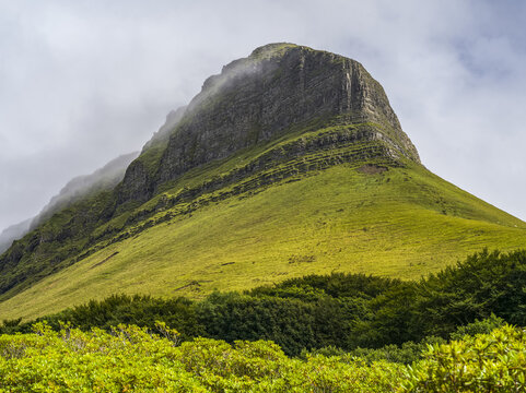 Benbulben Mountain, a large rock formation; Grange, County Sligo, Ireland
