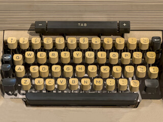 close up vintage typewriter with letter details