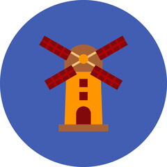 Windmill Multicolor Circle Flat Icon