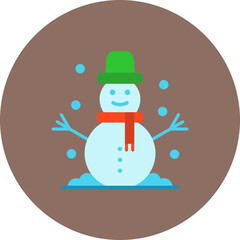 Snowman Multicolor Circle Flat Icon