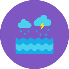 Sea Storm Multicolor Circle Flat Icon