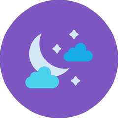 Night Multicolor Circle Flat Icon