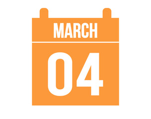 4 March day orange calendar. Calendar vector for the days of March on isolated white background
