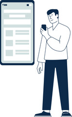 Man reading website app on smartphone screen concept