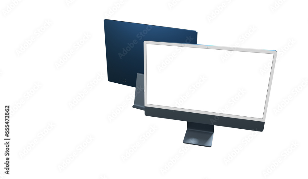 Poster realistic flat screen computer monitor 3de style mockup with blank screen isolated 3d