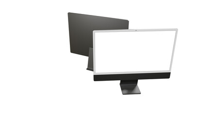 Computer display with blank white screen 3d