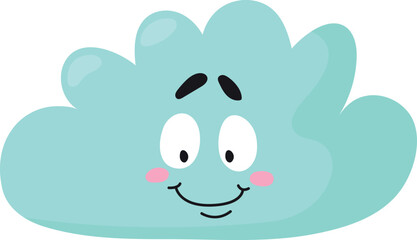Cute cloud character. Smiling face kawaii weather