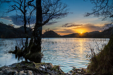 Sunset over Loch Barnluasgan, Knapdale, Scotland