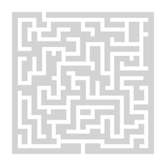 Square maze for kids. Simple puzzle: "Linear maze". Vector illustration of a children's toy. Easy, medium, high difficulty. Labyrinth with entrance and exit without clues
