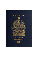 Cover of a Canadian passport isolated on a white background.