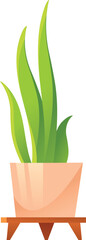 Houseplant icon. Cartoon green plant in ceramic pot