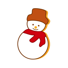 snowman with a scarf and hat. festive cookies Christmas with gingerbread snowman delicious cookies