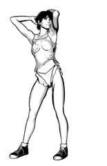 Posed athletic woman