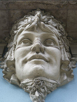 Sculpture of a man's face; Portugal