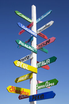 Mileage Sign, Rio Lagartos; Yucatan, Mexico