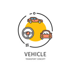Transport Vehicle Thin Line Icon Transportation Concept Include of Auto Car Sedan. Vector illustration of Automobile