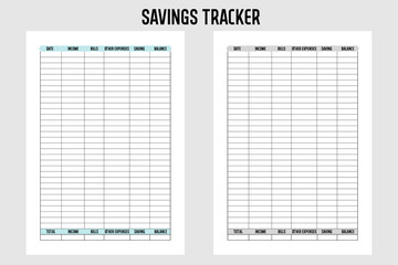 Vector Savings Tracker, Savings Goal, Savings Sheet, Savings Record, Savings Log Printable, Money Saving Inserts