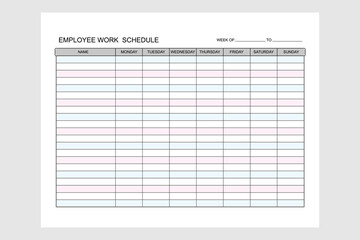 Employee Schedule Template Printable, Employee Timesheet, Work Organizer, Daily Schedule, Record Work Hour, Schedule Tracker