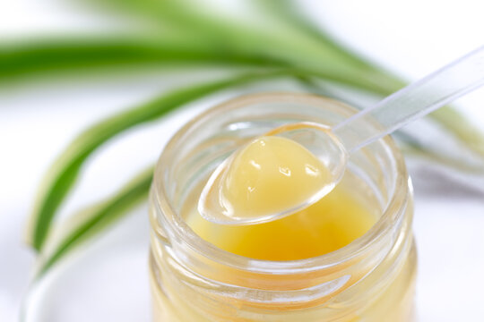 Royal jelly close-up in the spoon